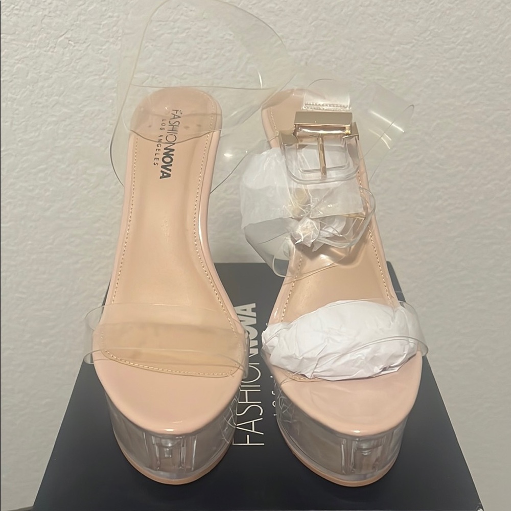 Fashion Nova Women's Clear Platform Heels